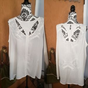 Sheer off white sleeveless blouse